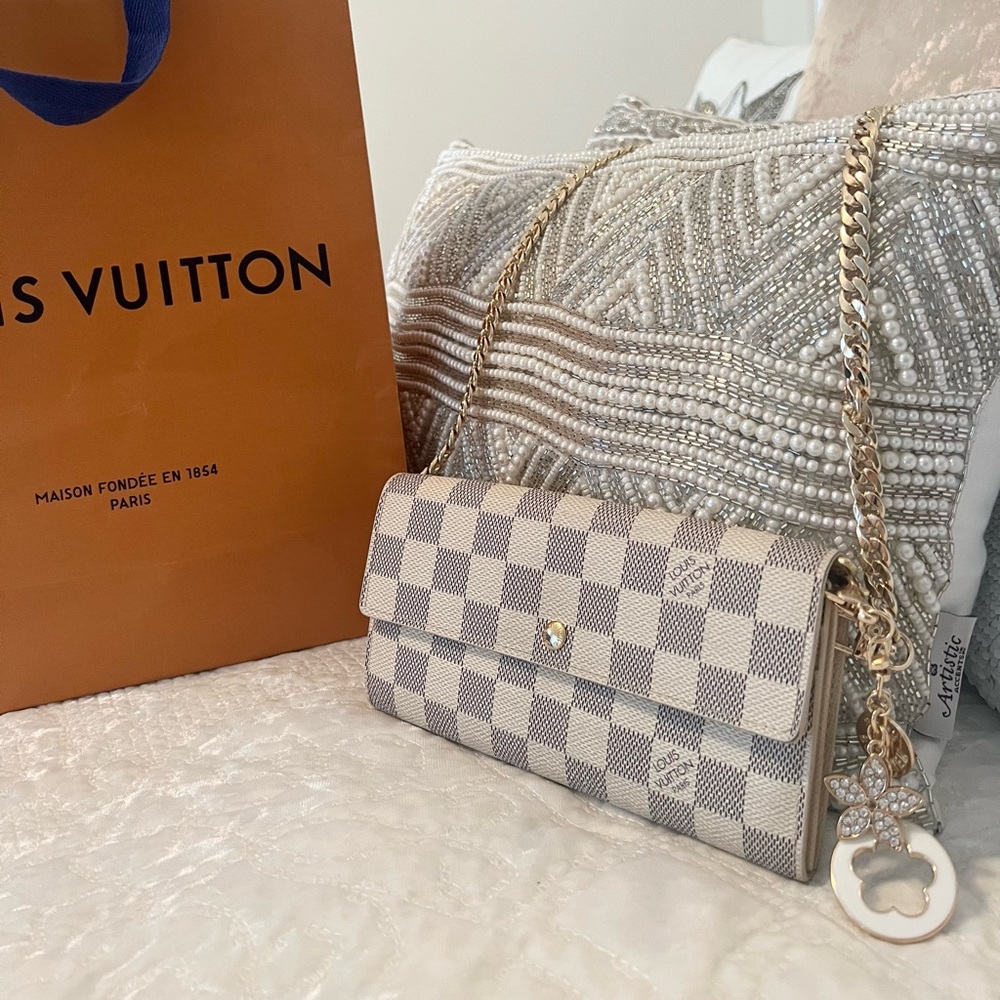 Louis Vuitton Damier Azur wallet on chain